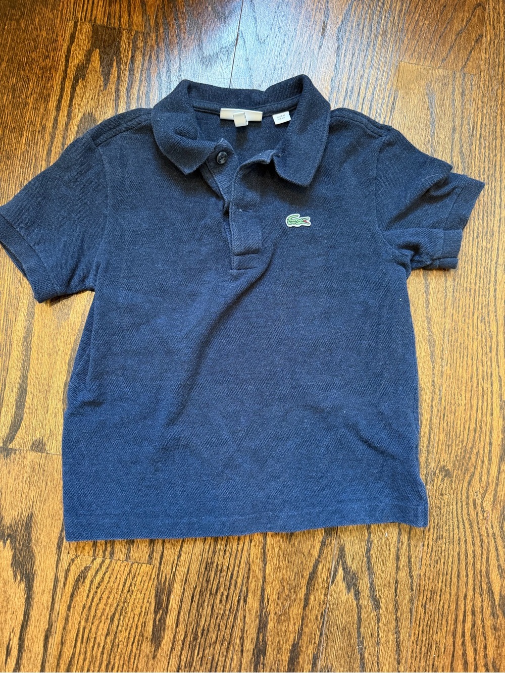 Lacoste Kids Dark Blue Polo with Green Crocodile Logo, size 6